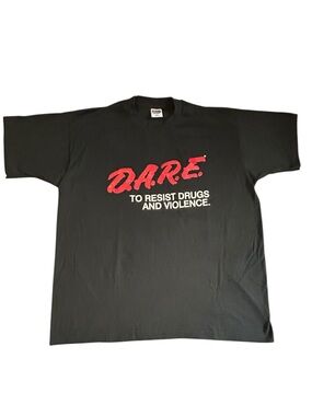 Vintage D.A.R.E. To Resist Drugs & Violence Tee XL Single Stitch 90s Black USA